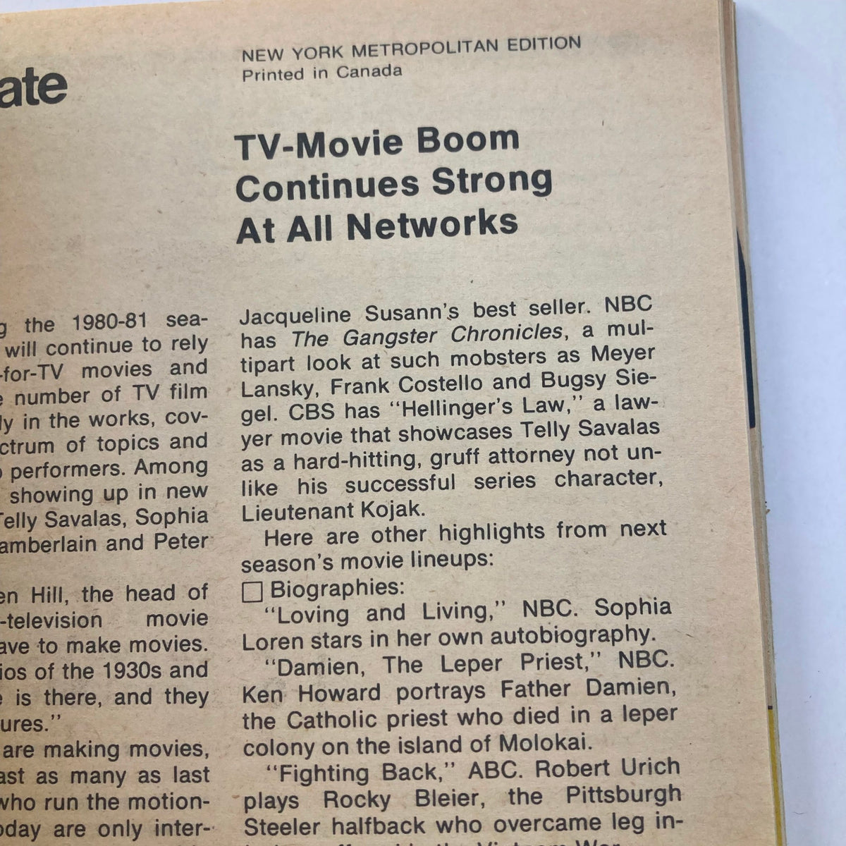 Interior page of TV Guide Magazine April 12 1980 discussing the TV-movie boom, highlighting key upcoming films and television programs.