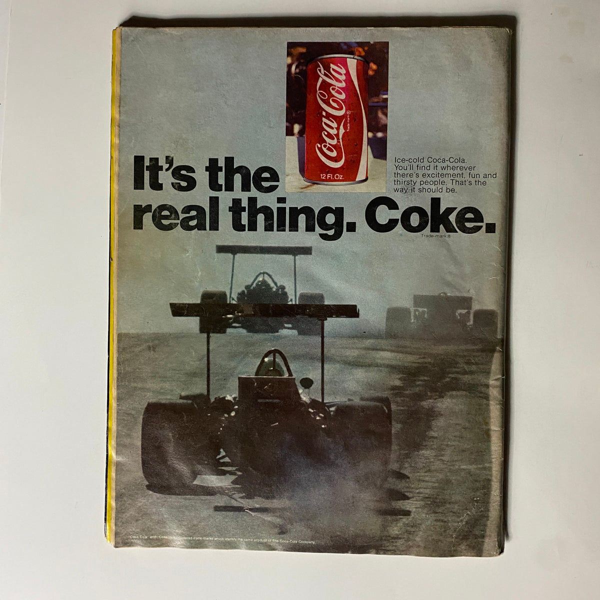 Back cover of Hot Rod Magazine September 1971 featuring a Coca-Cola advertisement, capturing the essence of the magazine's connection to automotive excitement and lifestyle.