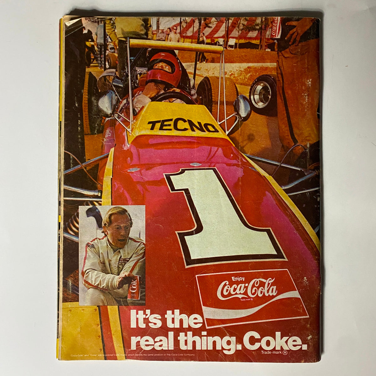 Cover of VTG Hot Rod Magazine from July 1971 featuring the Oakland Roadster Show '71, showcasing a red race car with the number '1' and a driver holding a Coca-Cola, capturing the essence of vintage automotive culture.