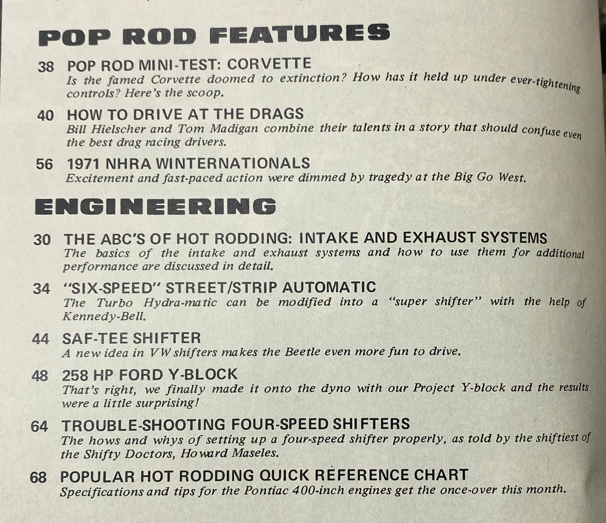 Popular Hot Rodding Magazine May 1971 How To Drive At The Drags No Label VG