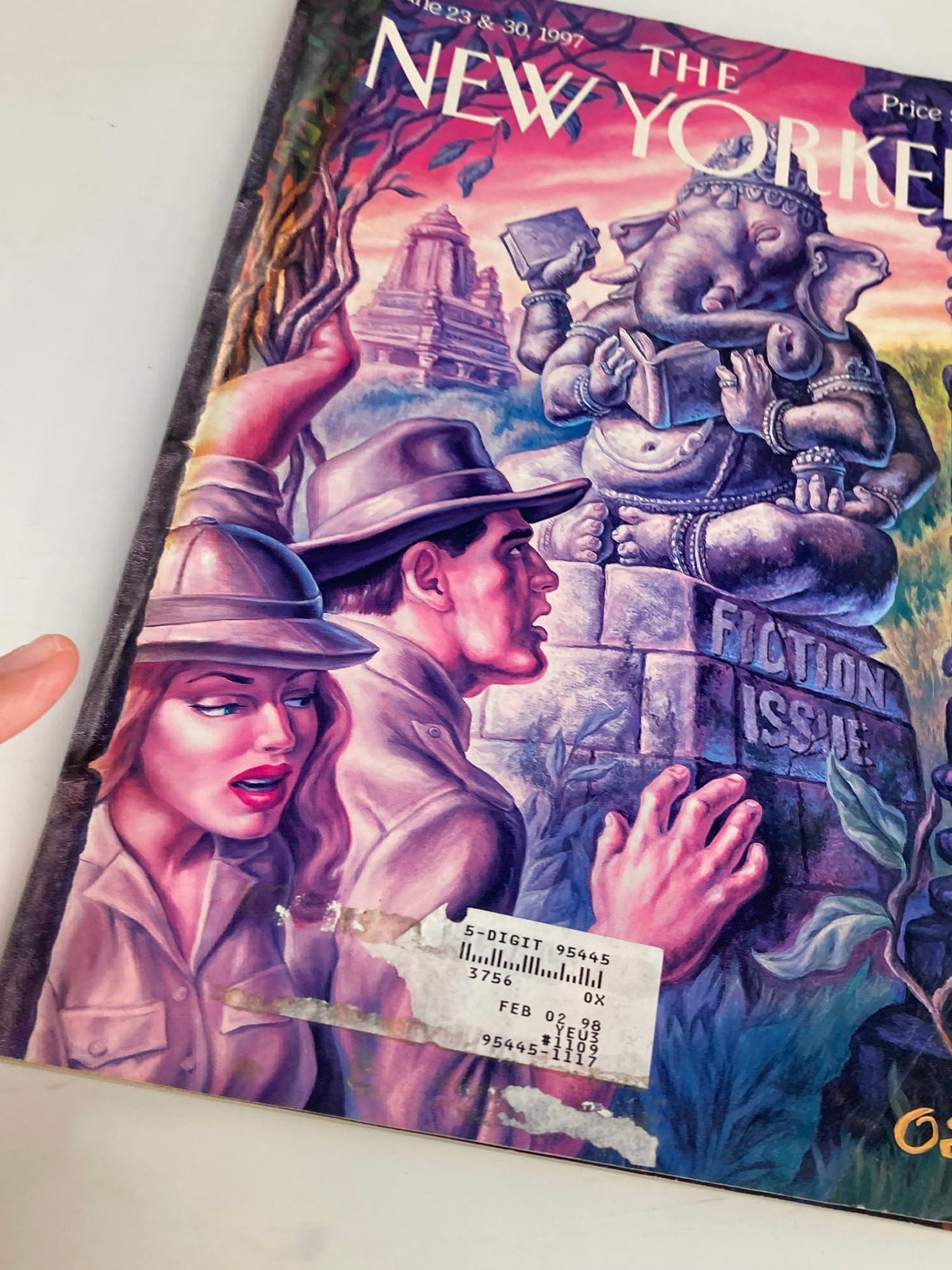 Alternate view of The New Yorker magazine cover from June 23, 1997, showcasing 'The Elephantine Prophecy' illustration by O. Smith, highlighting the adventurous spirit with dynamic colors.