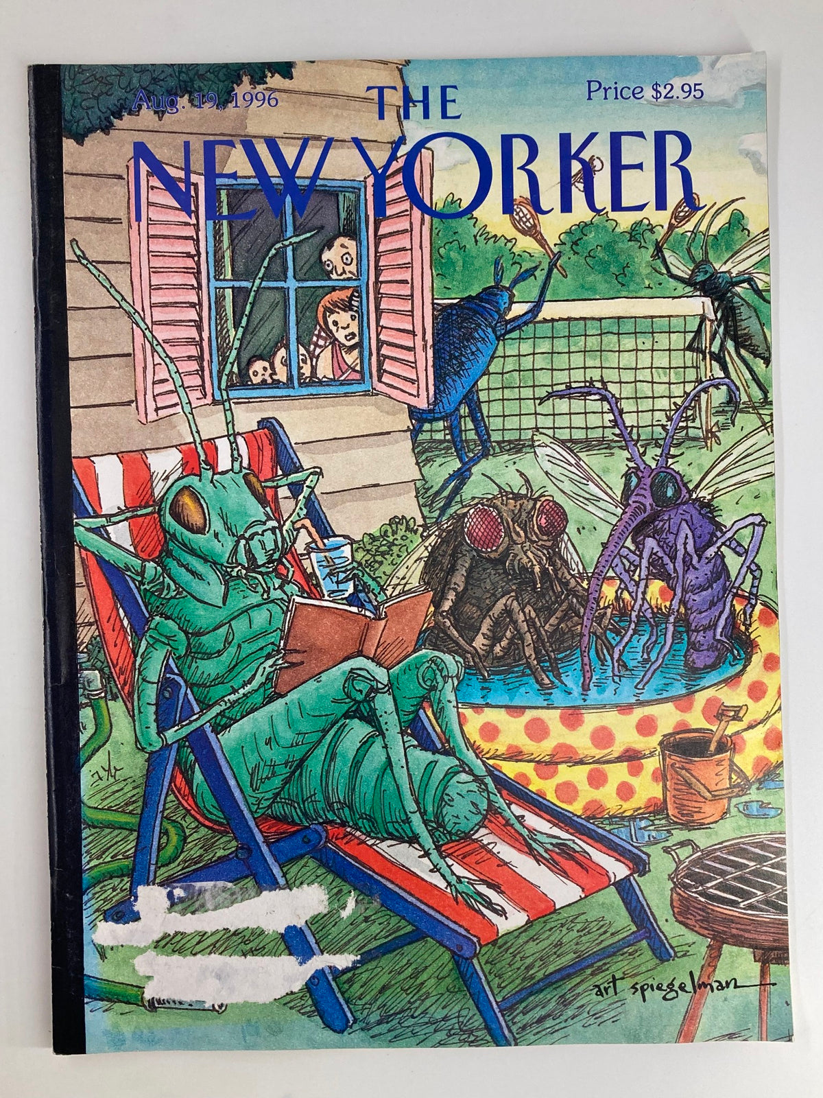 The New Yorker Full Magazine August 19 1996 featuring the cover art 'Summer Breeze' by Art Spiegelman, depicting whimsical cartoon insects enjoying a summer day by a house.