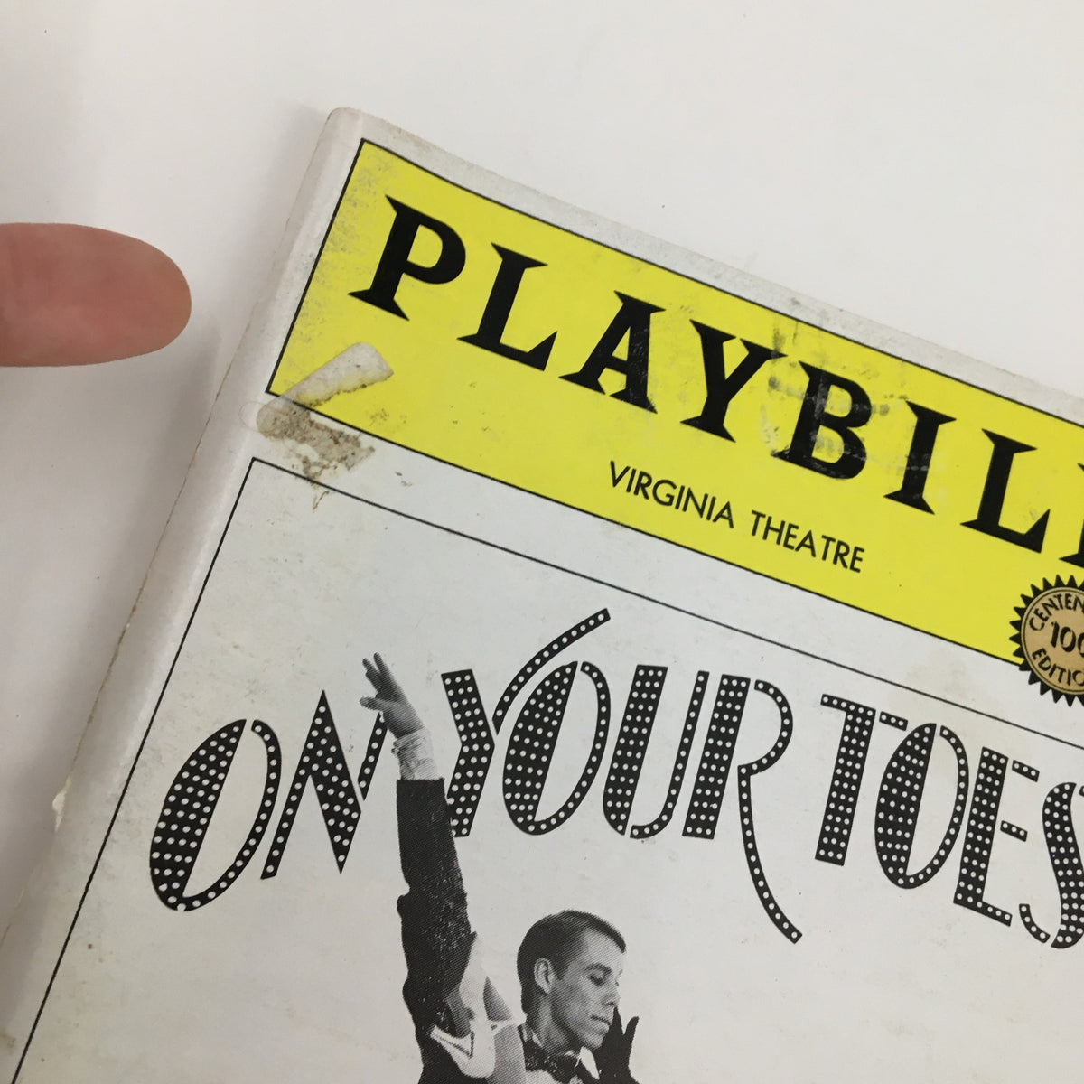 Cover of the 1984 Playbill from Virginia Theatre, presenting the title On Your Toes, featuring a dancer and showcasing vintage design elements.