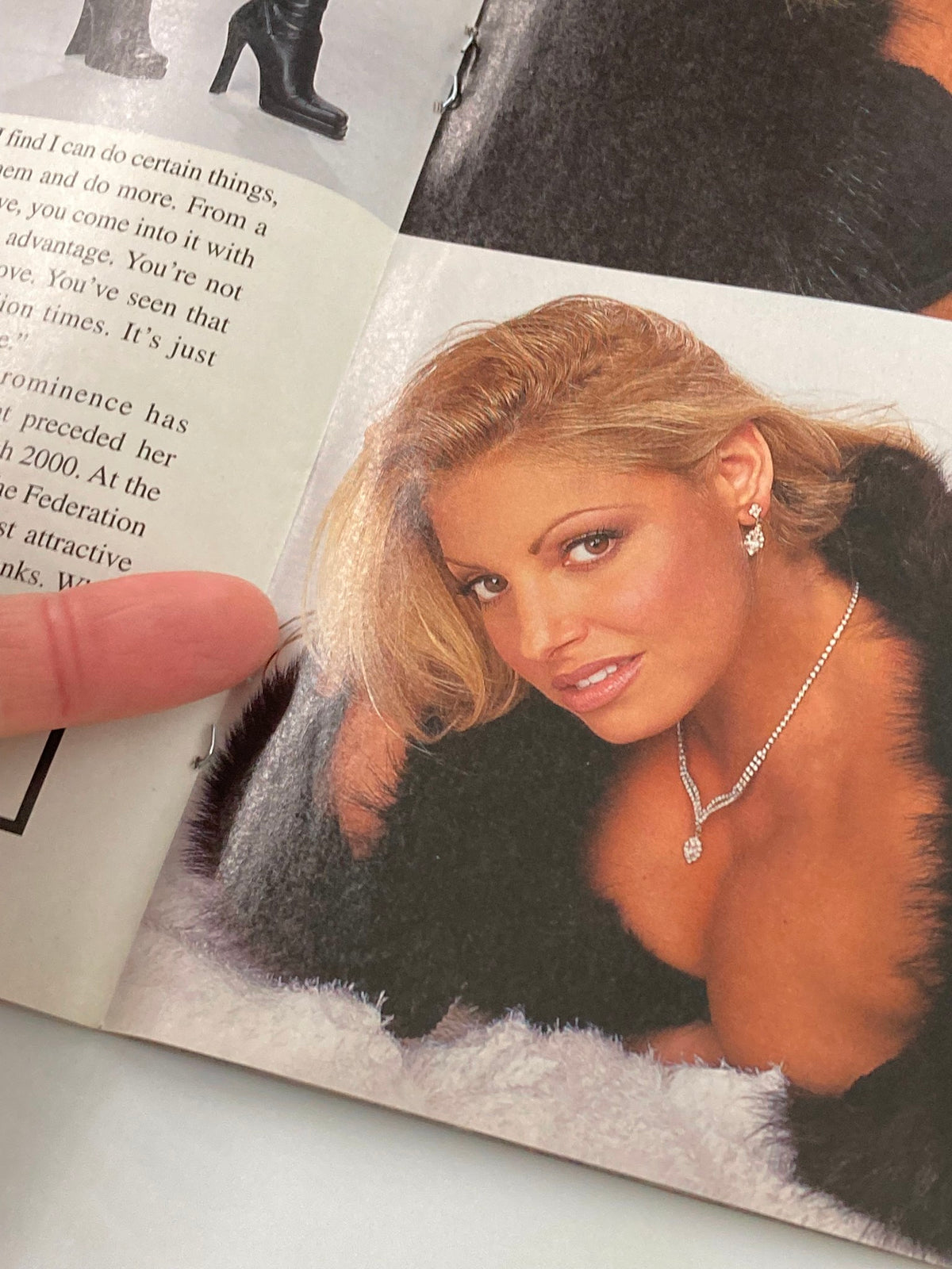 WWF Raw Magazine April 2001 image of Trish Stratus with a glamorous look, emphasizing her rise to prominence in wrestling and her iconic status.
