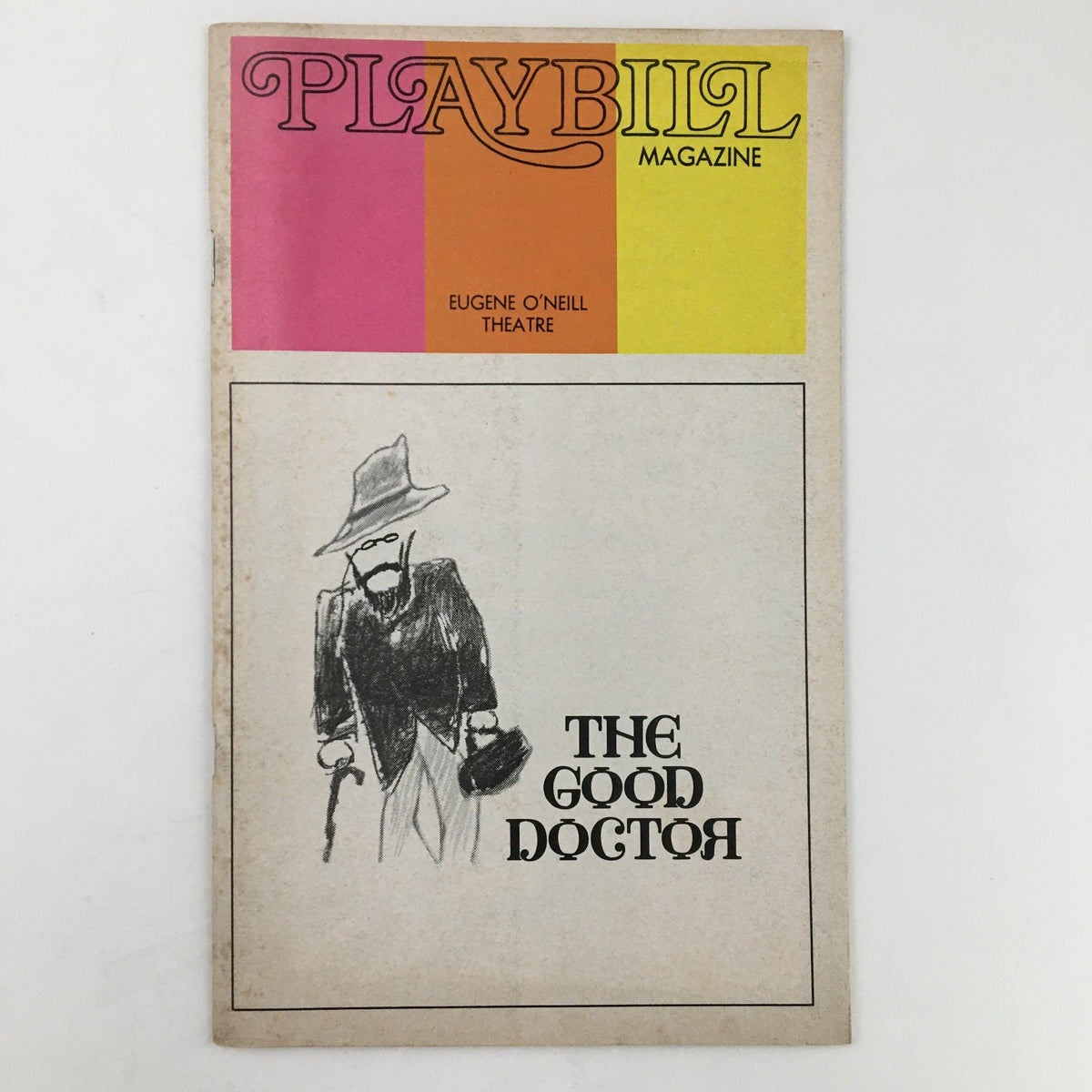 1973 Playbill for The Good Doctor featuring Christopher Plummer, showcasing a sketch of a character on the cover, from the Eugene O'Neill Theatre.