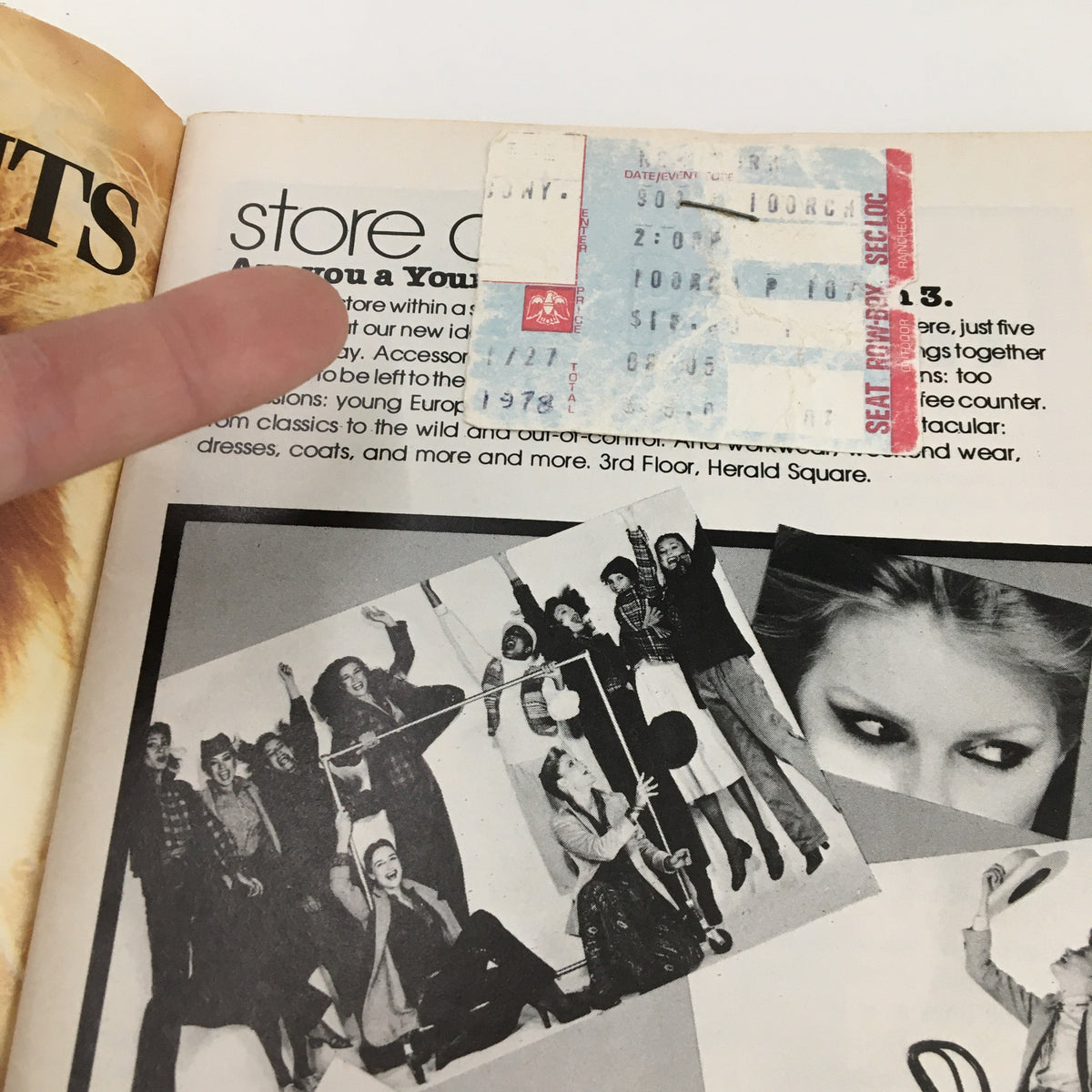 Interior of the 1978 Playbill for The King and I displaying a stapled ticket and promotional content from the performance.