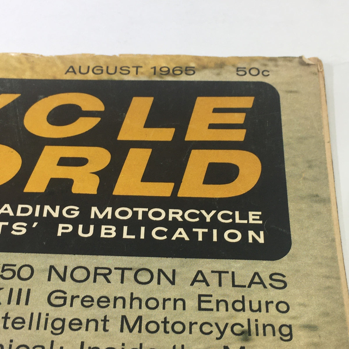 Cover of VTG Cycle World Magazine August 1965 featuring Norton Atlas, 250 Ducati, and MKII Tests. The magazine highlights motorcycle advancements and enthusiasts' culture.