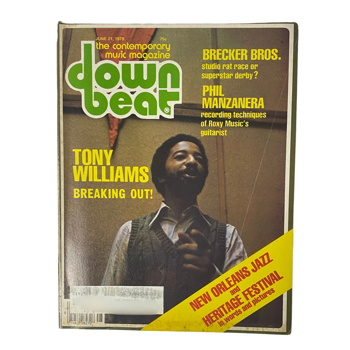 Down Beat Magazine June 21, 1979 Vol 46 No. 12 featuring Tony Williams on the cover with highlights on Brecker Brothers, Phil Manzanera, and New Orleans Jazz and Heritage Festival.