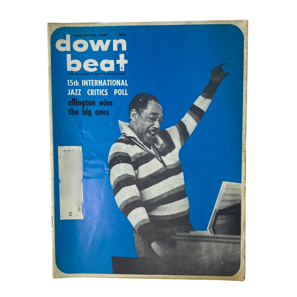 Cover of Down Beat Magazine August 24, 1967, Vol. 34 No. 17 featuring Duke Ellington, highlighting the 15th International Jazz Critics Poll where Ellington is celebrated.
