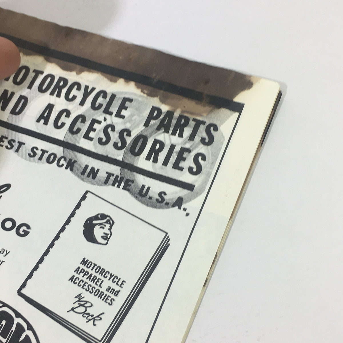 Back cover of VTG Cycle Sport Magazine October 1964 featuring an advertisement for motorcycle parts and accessories, showcasing the magazine's vintage appeal.