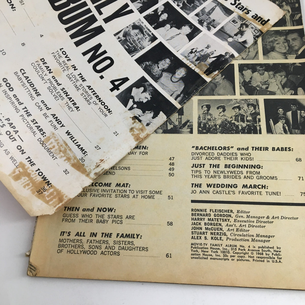 Another interior page from Movie TV Family Album No. 4 displaying features on celebrities and their family life.