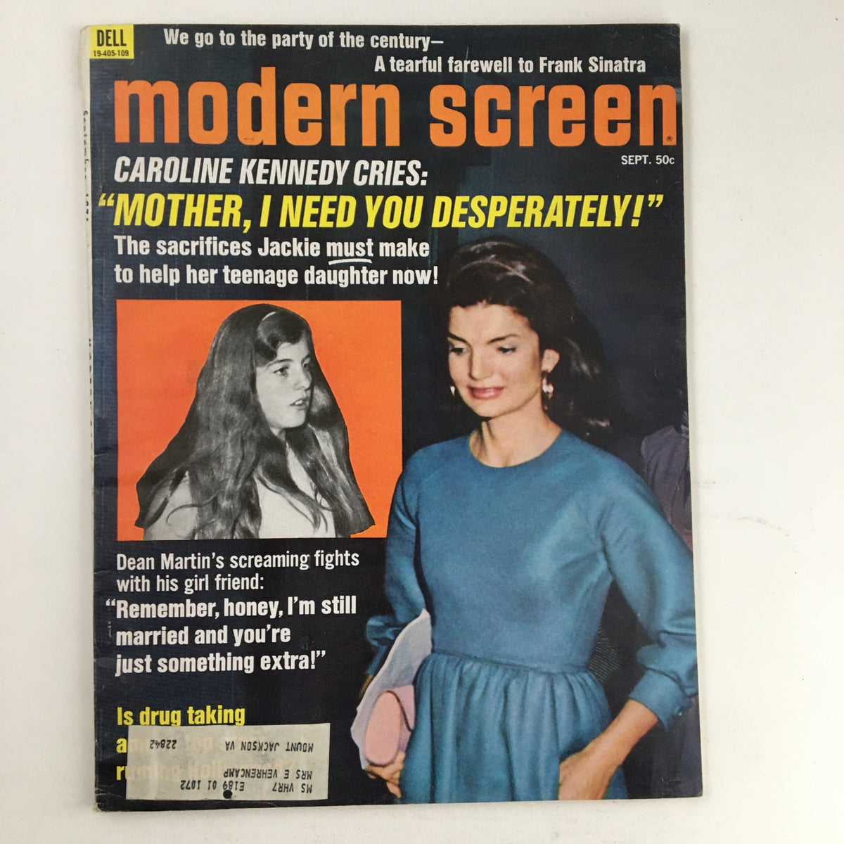 Cover of Modern Screen Magazine, September 1971, featuring Caroline Kennedy and Jacqueline Kennedy, highlighting the emotional headline about motherhood and family.