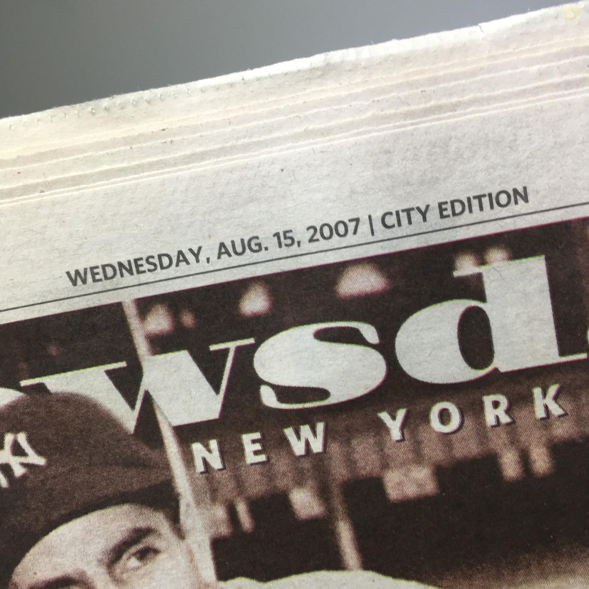 Top section of Newsday: Aug 15 2007 - The Scooter 1917 - 2007 displaying the publication date and 'City Edition' label, highlighting the magazine's significance.
