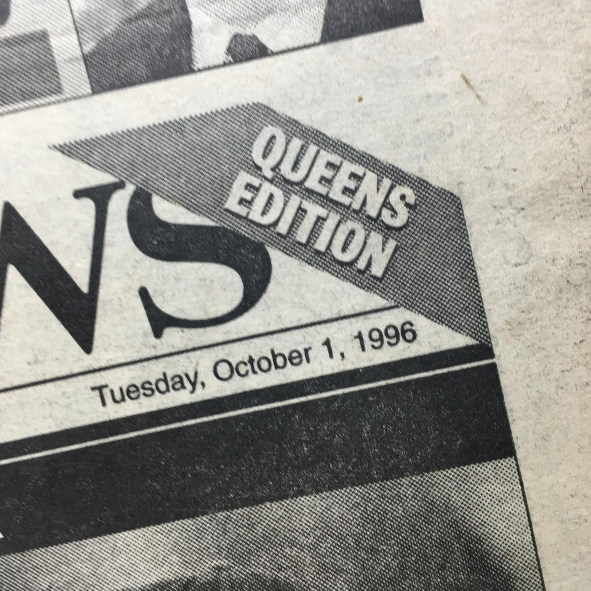 New York Daily News front page from October 1, 1996, featuring the headline 'QUEENS EDITION' and date. This edition covers significant events in sports news.