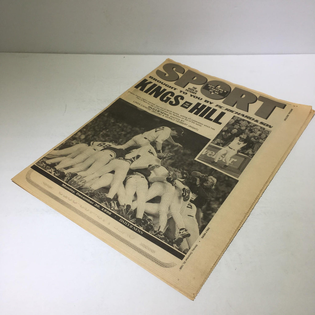 NY Daily News December 30, 1996, Kings of the Hill sports cover highlighting a significant sports moment, ideal for fans of sports history and vintage magazine collectors.