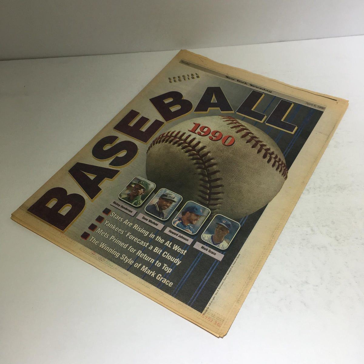 Newsday: April 8 1990 Baseball 1990 Special Section showing baseball excitement and team forecasts.
