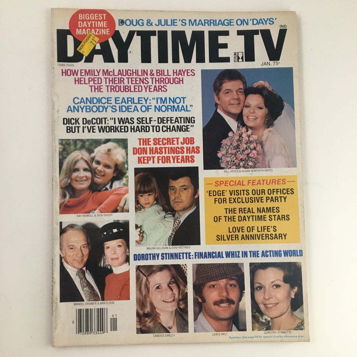 Cover of Daytime TV Magazine January 1977 featuring Bill Hayes and Susan Seaforth Hayes, capturing the essence of classic daytime television.