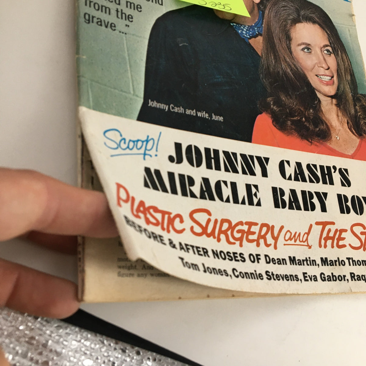 Cover of TV Radio Mirror Magazine from May 1970 featuring Johnny Cash and his wife June Carter Cash, highlighting a headline about Johnny Cash's personal story and information on plastic surgery.