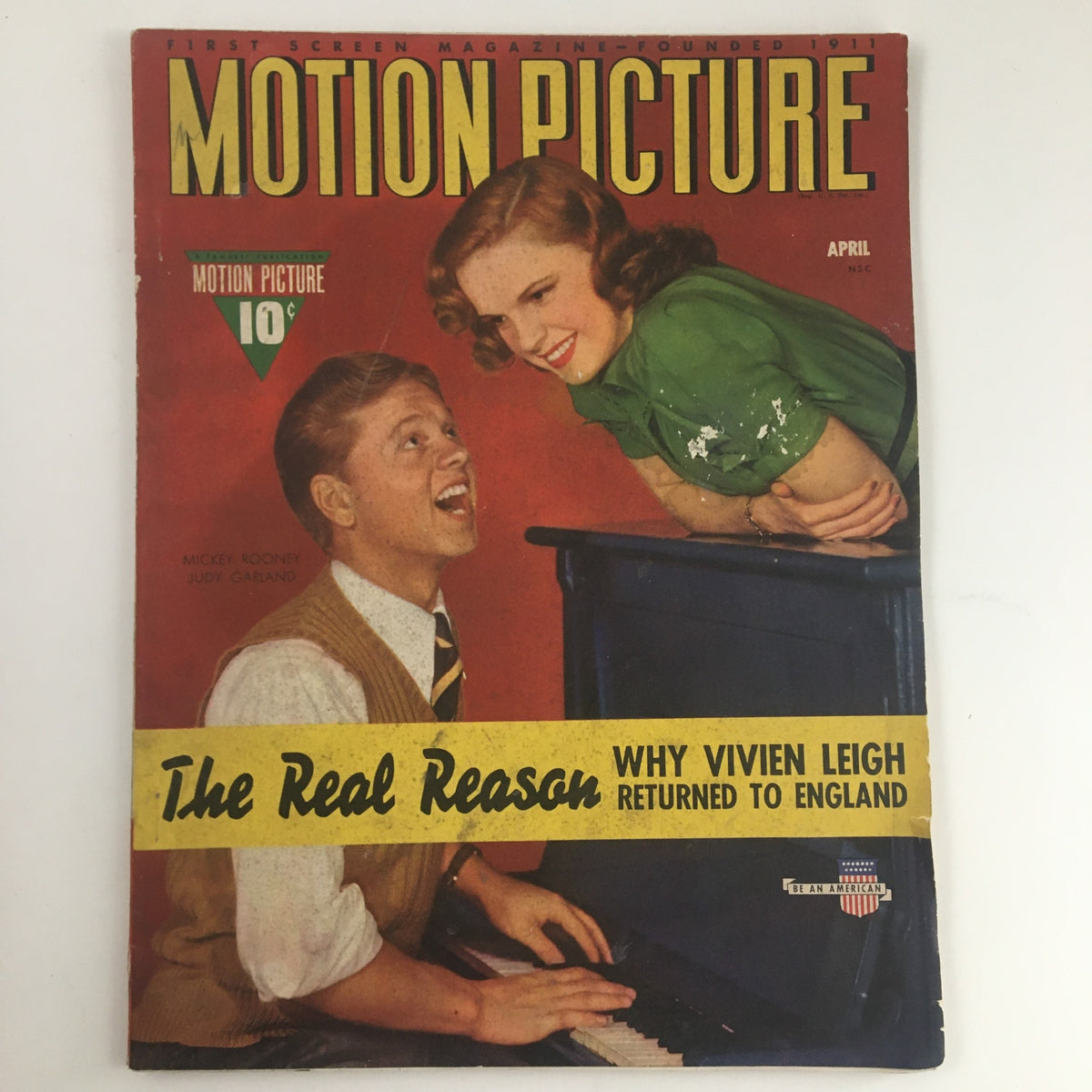 Cover of Motion Picture Magazine, April 1941, featuring Mickey Rooney and Judy Garland, no label