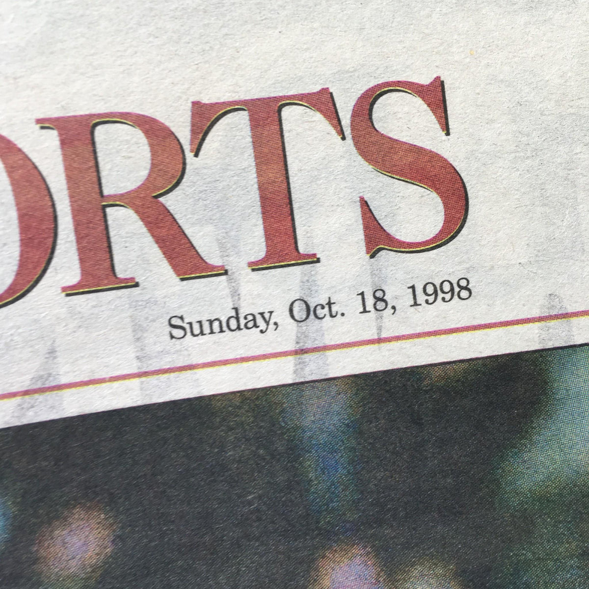Cover of Newsday newspaper featuring sports headlines dated October 18, 1998, reporting the New York Yankees Game 1 World Series win.