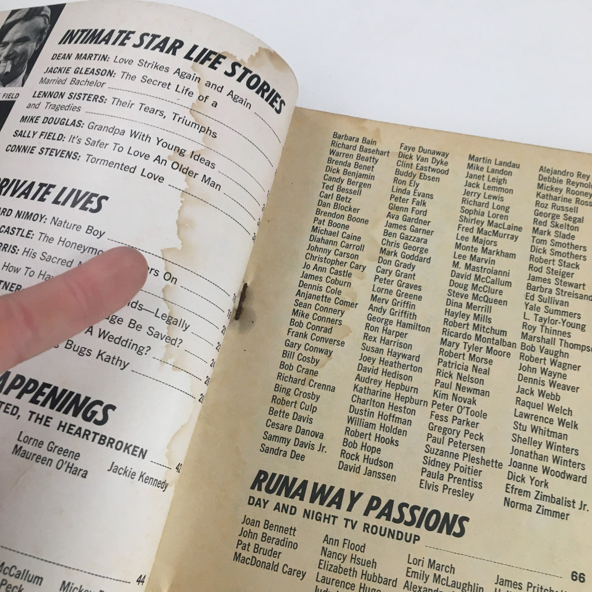 Another inside page of TV Yearbook Magazine No. 20 highlighting text with notable articles and star biographies, reflecting the era's entertainment culture.