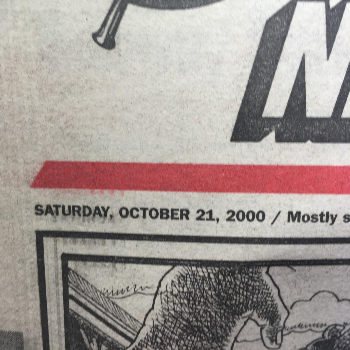 New York Post headline dated Saturday, October 21, 2000, showcasing a sports theme and featuring the title 'Showdown'.