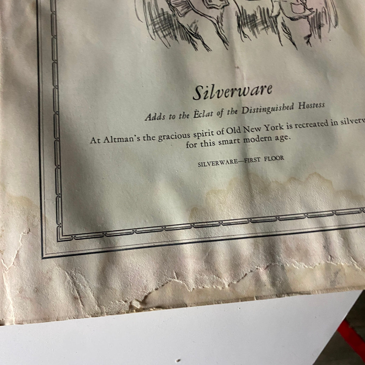 Advertisement showcasing Silverware from The New Yorker Complete Magazine November 20, 1926, with a decorative border and text highlighting its elegance.