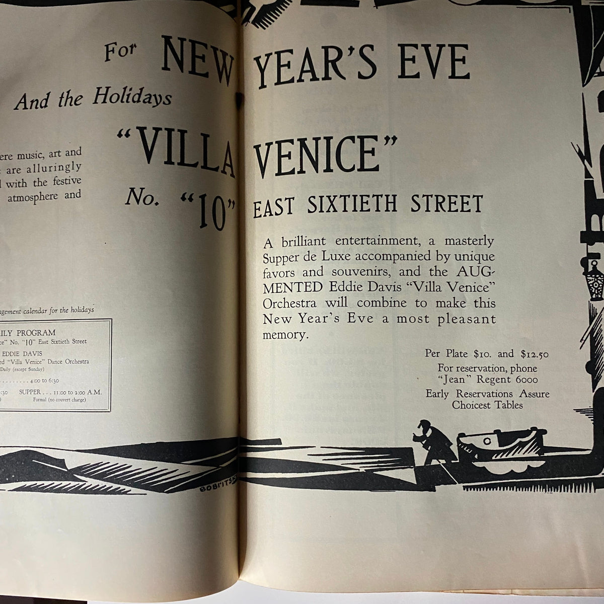 Vintage advertisement for New Year's Eve at Villa Venice, featured in The New Yorker Complete Magazine December 18, 1926, showcasing a lively entertainment event.