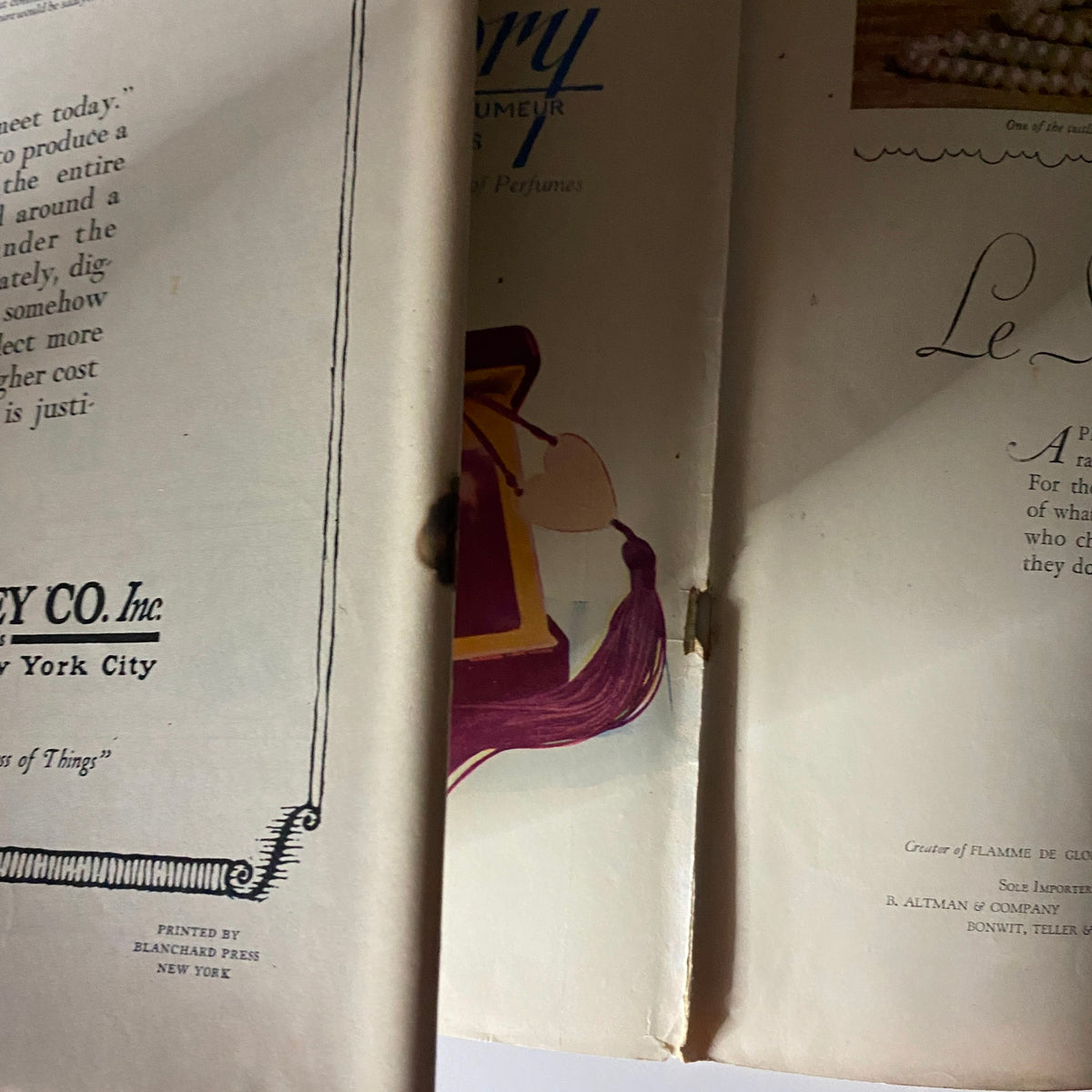 Close-up of a fashion advertisement for perfumes in The New Yorker Complete Magazine December 18, 1926, showcasing elegant design elements.