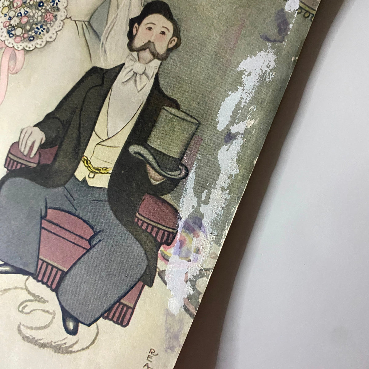 Close-up of the cover art from The New Yorker Complete Magazine June 11, 1927 featuring a gentleman in a top hat, designed by Rea Irvin.