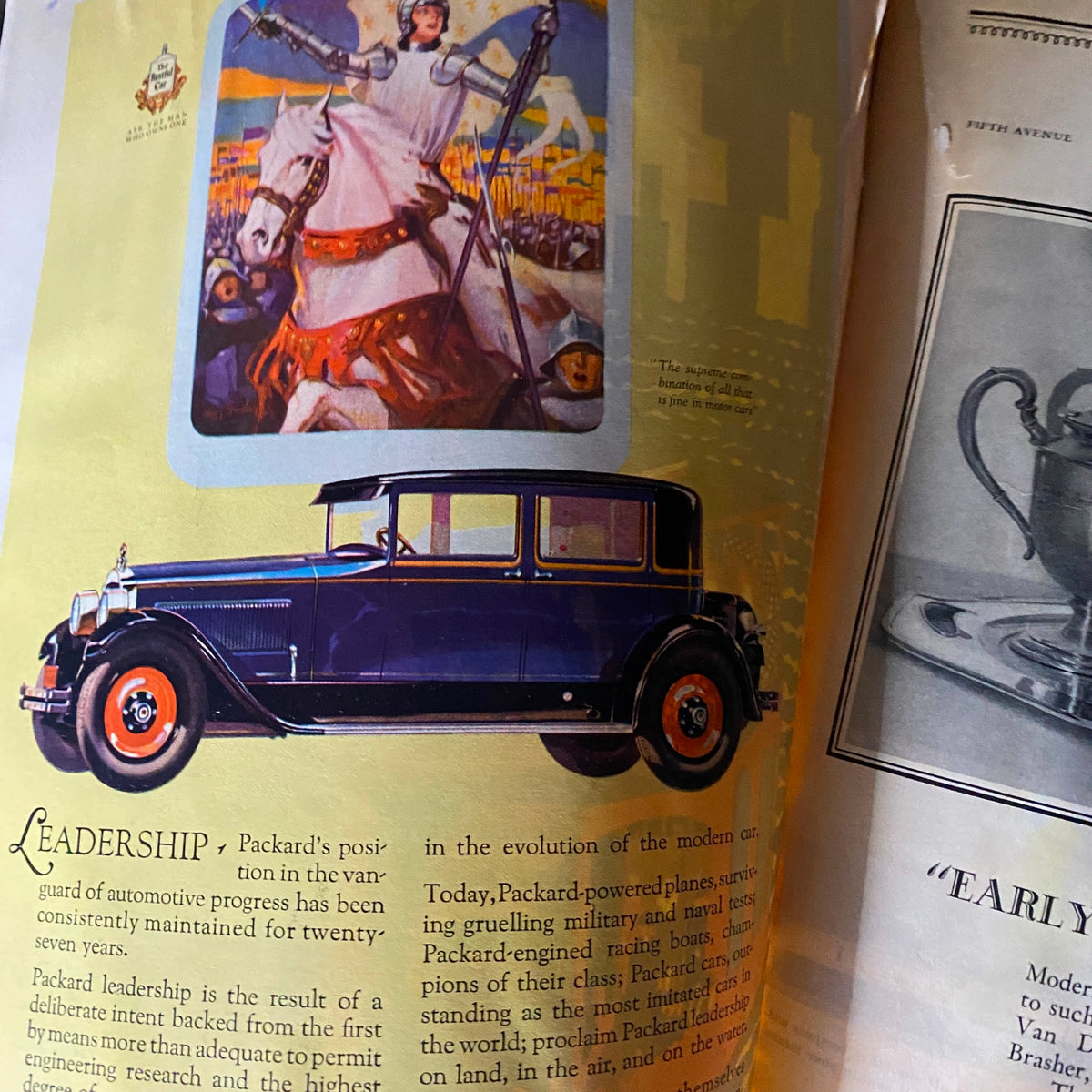 Illustration showcasing a vintage Packard car featured in The New Yorker Complete Magazine May 21, 1927 Ilonka Karasz Cover.
