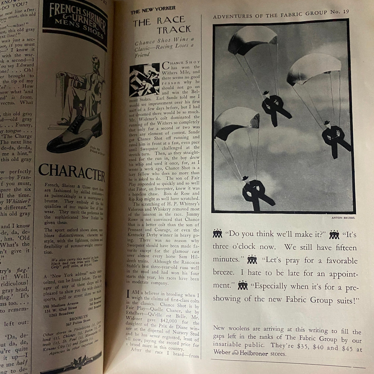 The Race Track section of The New Yorker Complete Magazine June 4, 1927, featuring humor and commentary on fabric group suits.