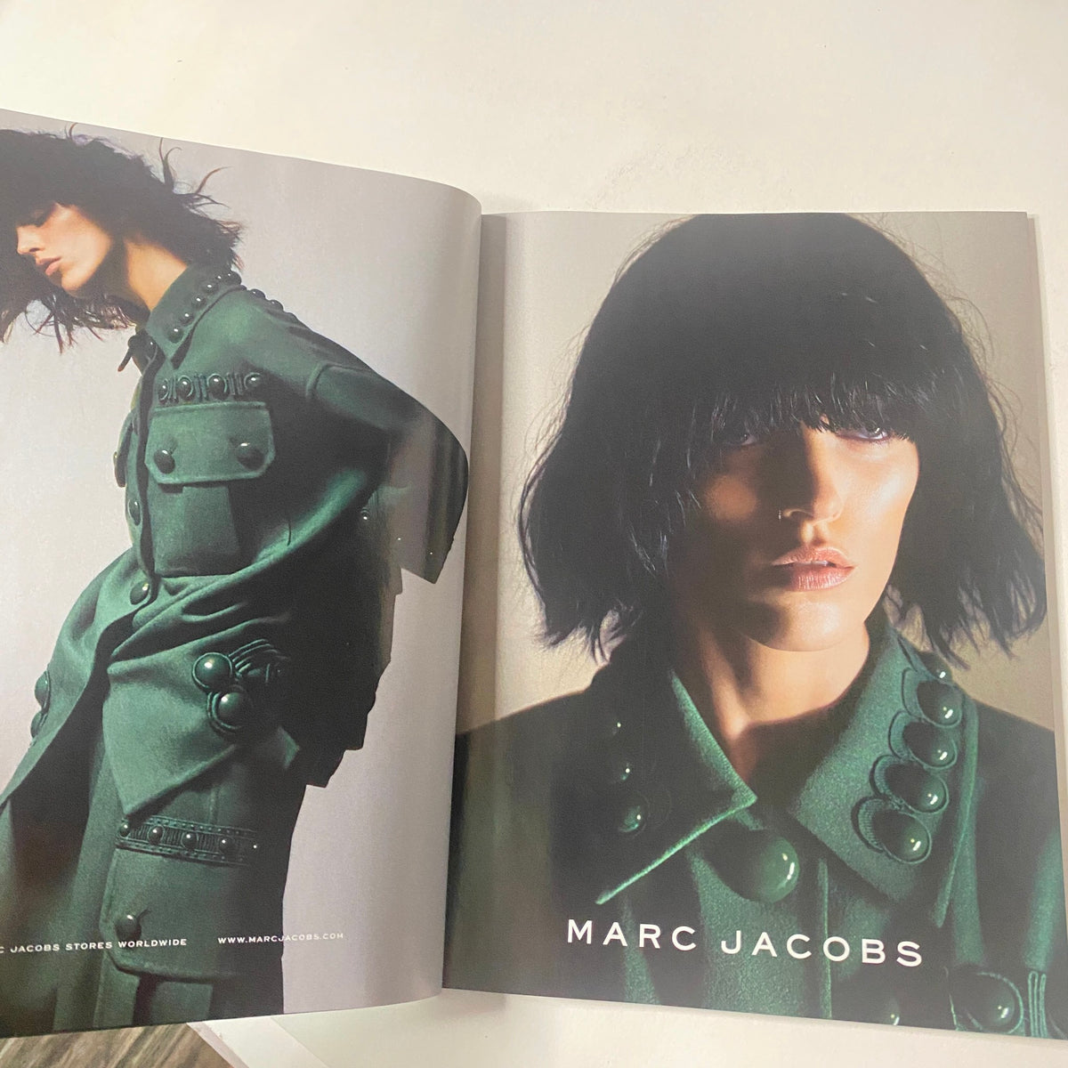 Marc Jacobs advertisement from Vogue Magazine January 2015, displaying fashion items relevant to the new year and style.