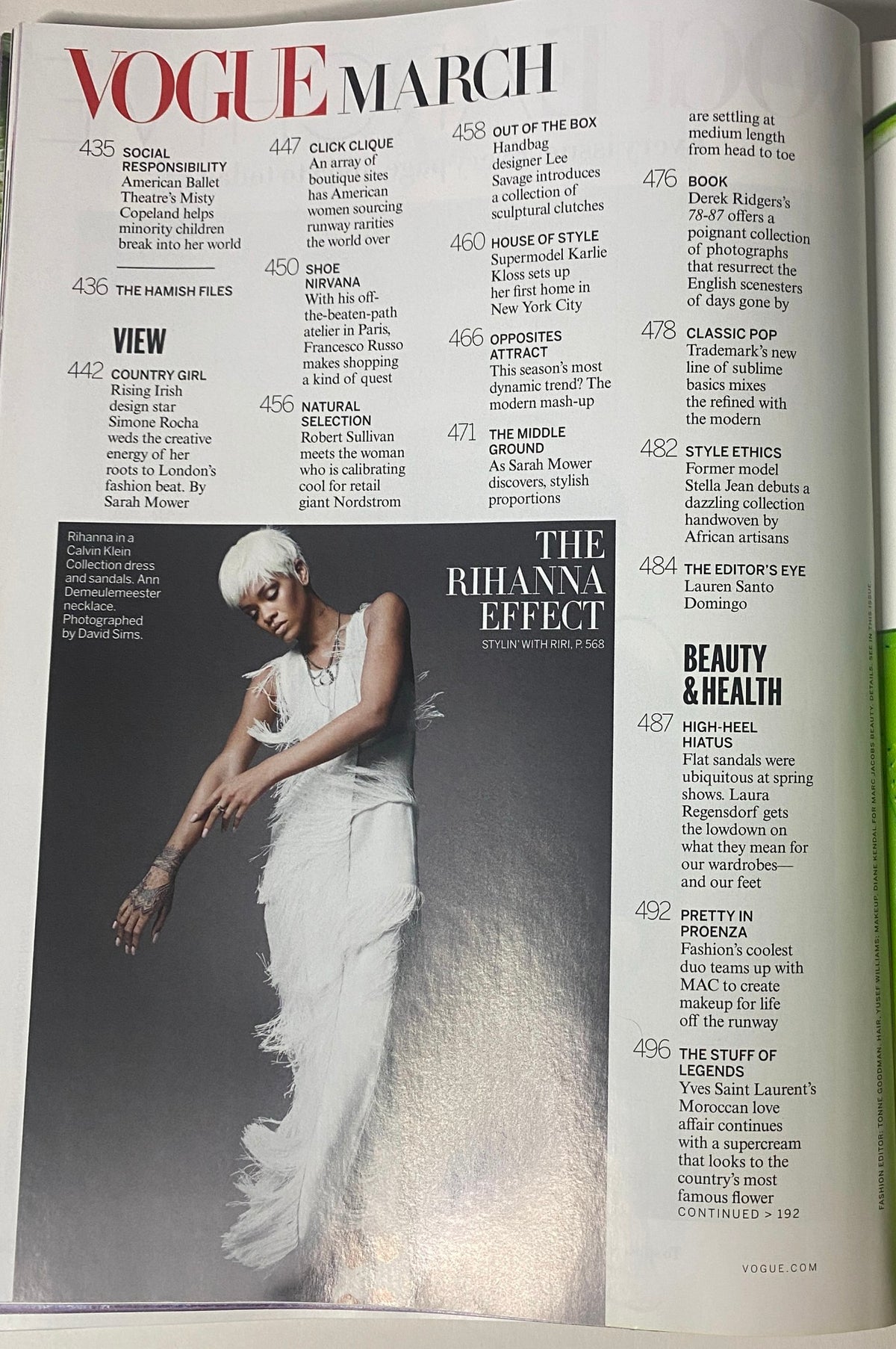 Vogue Magazine March 2014 Rihanna Cover No Label VG featuring a stylish image of Rihanna, highlighting the season's fashion effects and artistic expression.