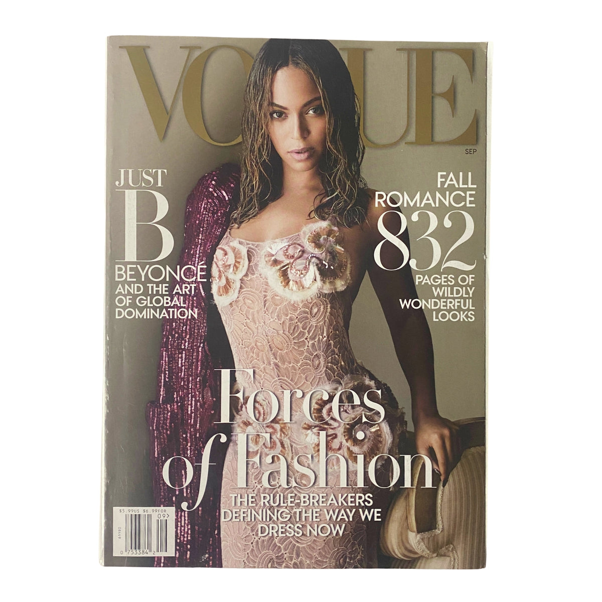 Vogue Magazine September 2015 featuring Beyoncé on the cover, showcasing the issue titled 'Forces of Fashion' with details on fashion and cultural influence.