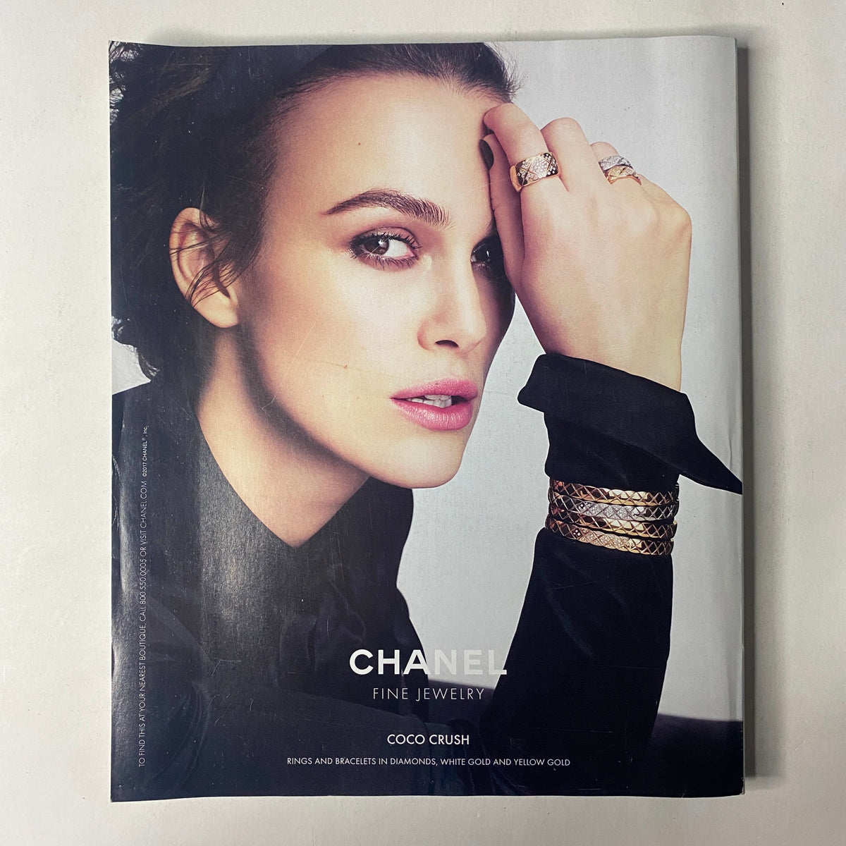 Vogue Magazine March 2018 Alicia Vikander Cover No Label VG includes an elegant Chanel Fine Jewelry advertisement featuring a model showcasing Coco Crush rings and bracelets.