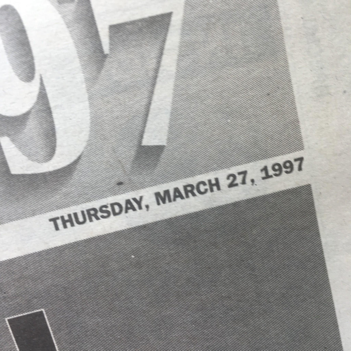 Date from the NY Daily News cover, Thursday, March 27, 1997, highlighting the publication's featured sports news.