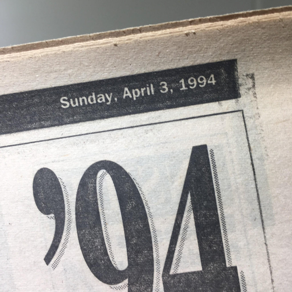 Date section of the NY Daily News: April 3 1994 Baseball '94 Lefties Are Key showing the publication date at the top.