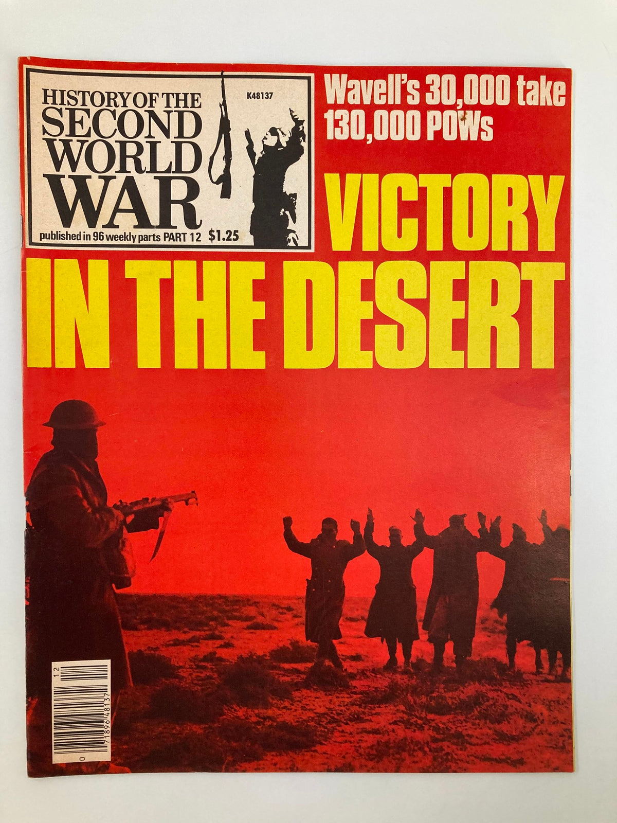 Cover of VTG History of the Second World War Part 12 1978 - Victory in The Desert showcasing soldiers and dramatic red background.