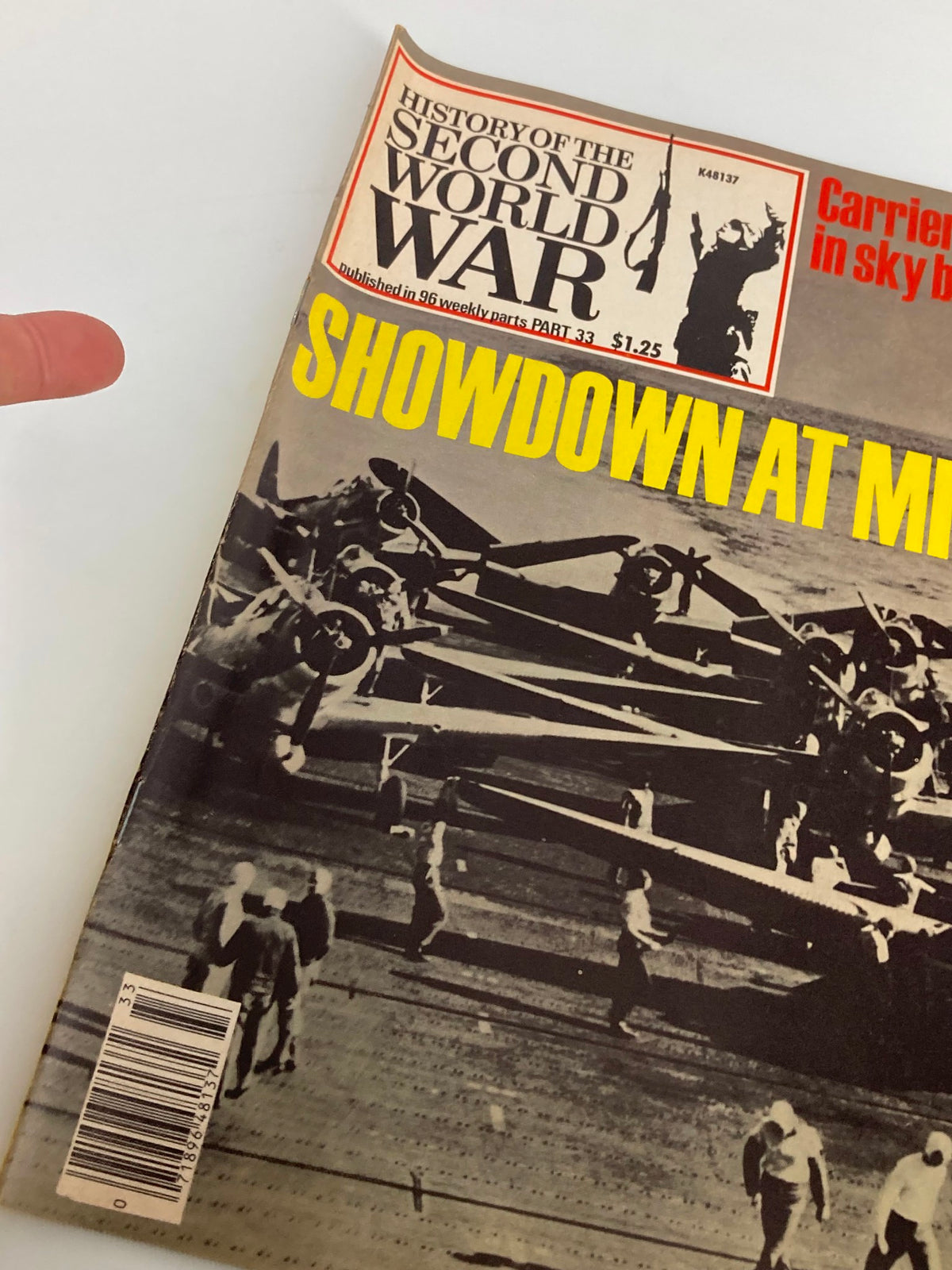 Close-up view of the cover of VTG History of the Second World War Part 33 - Showdown at Midway, highlighting the title and publication details against a backdrop of military aircraft.