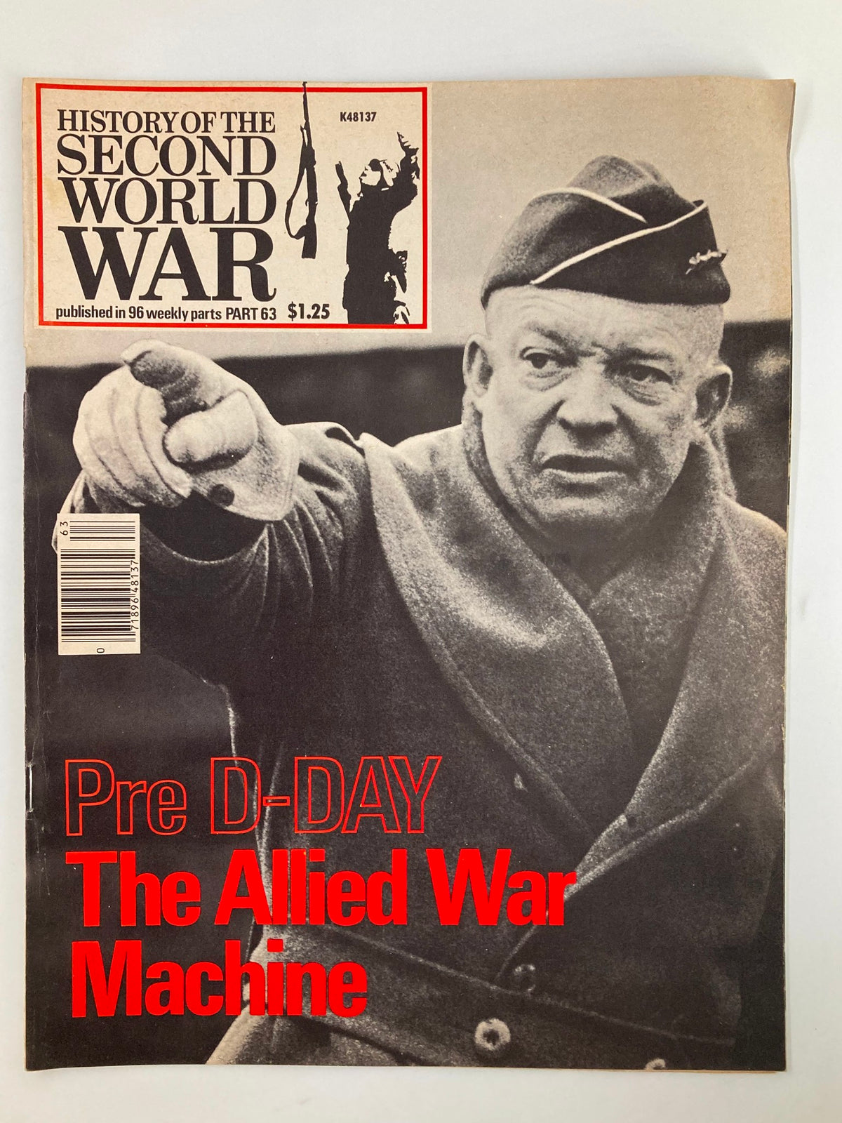 Cover of VTG History of the Second World War Part 63, 1979 - The Allied War Machine, featuring a commanding figure pointing and the title in bold red font.
