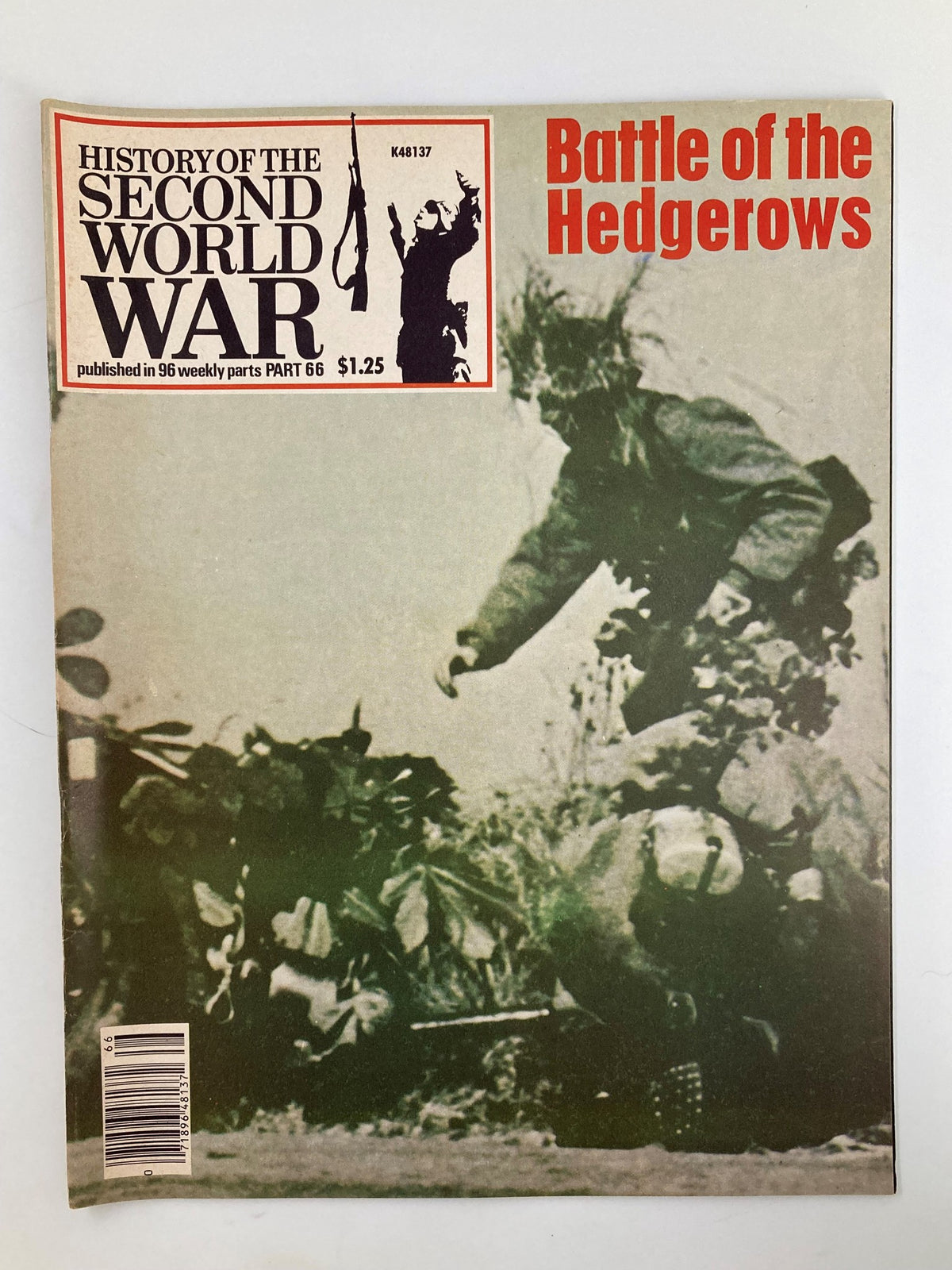 Cover of VTG History of the Second World War Part 66, 1979, featuring the headline 'Battle of the Hedgerows' along with a historical image related to the World War II battle.