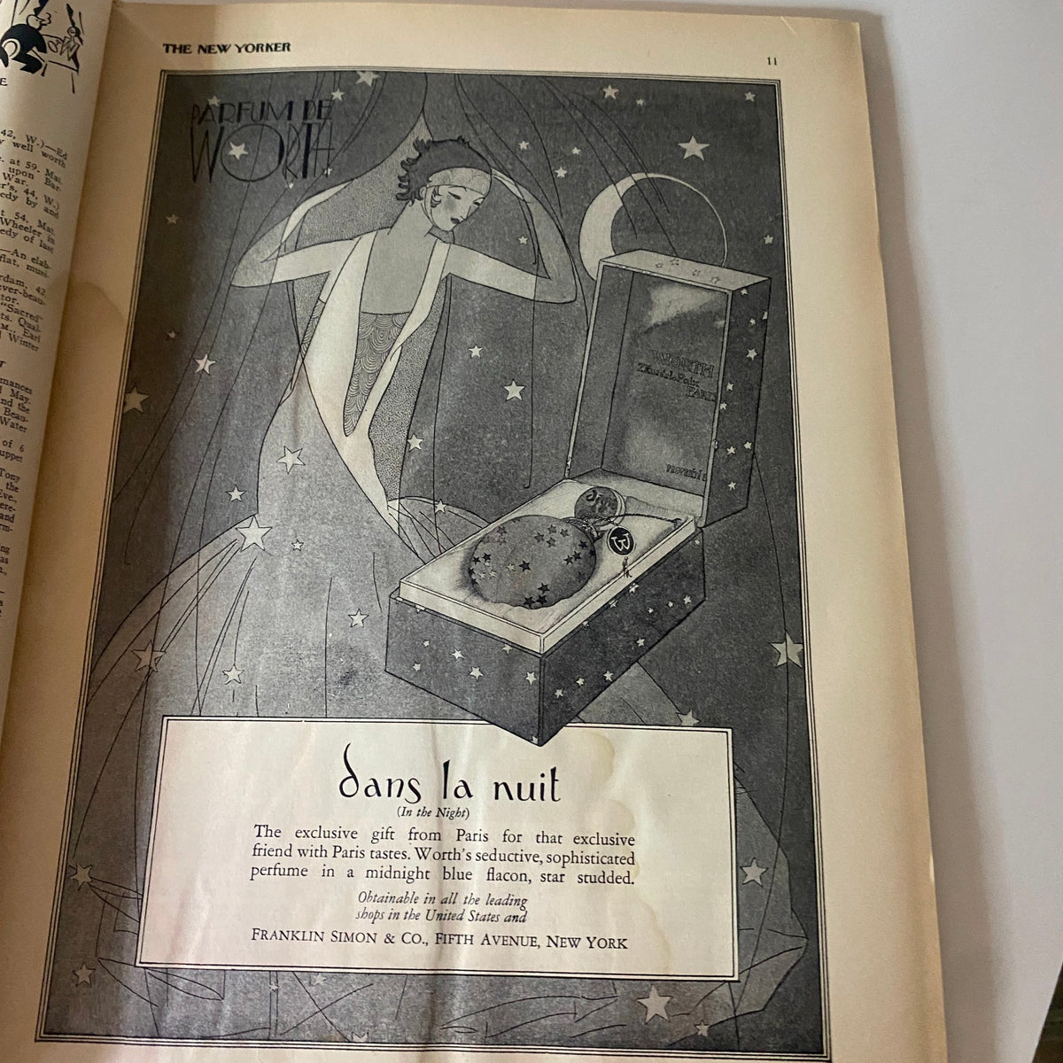 The New Yorker Complete Magazine December 17, 1927 featuring a vintage advertisement for exclusive perfume in a luxurious box, designed with artistic elements.