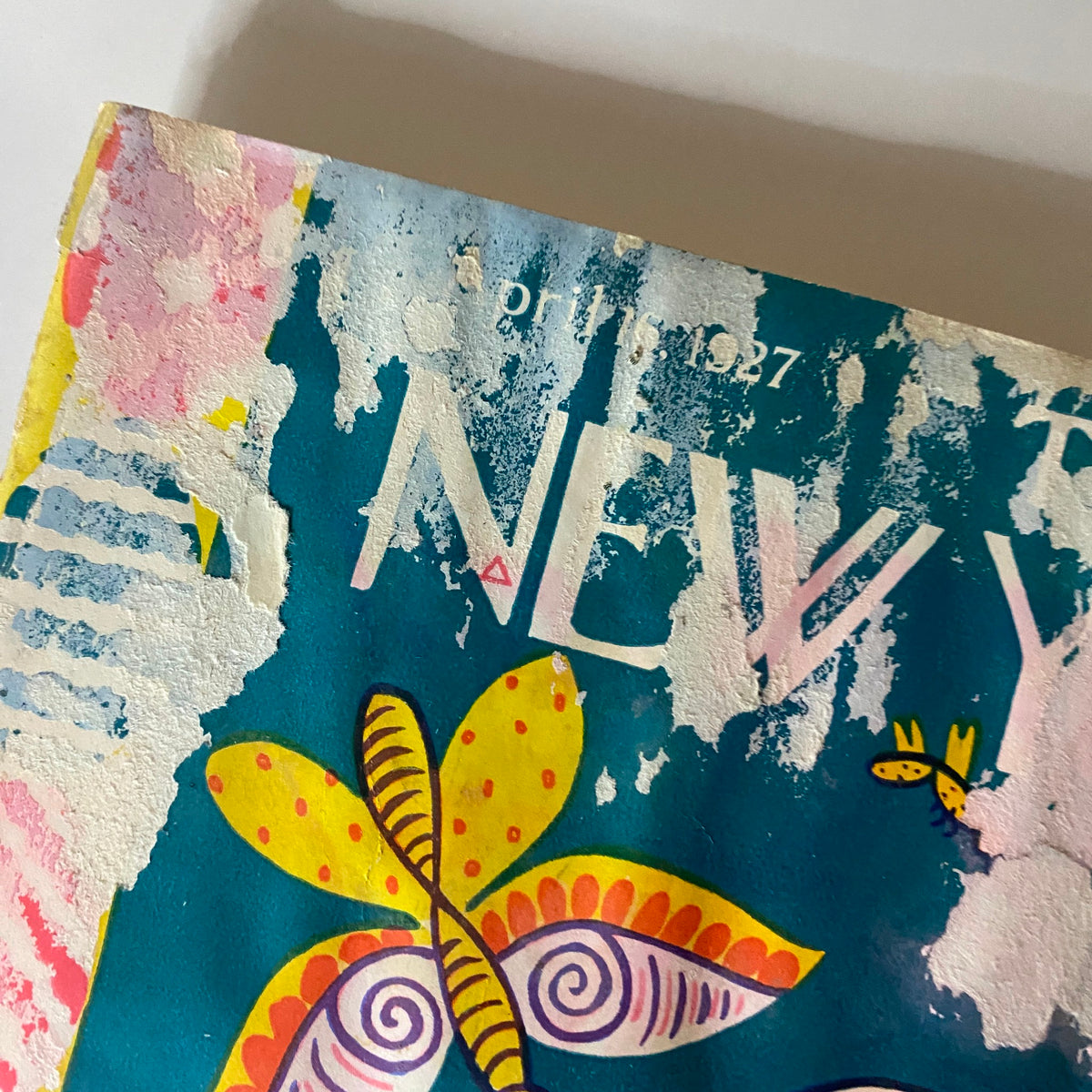 Cover detail of The New Yorker Complete Magazine – April 16, 1927 by Ilonka Karasz, featuring vibrant colors and artistic motifs.