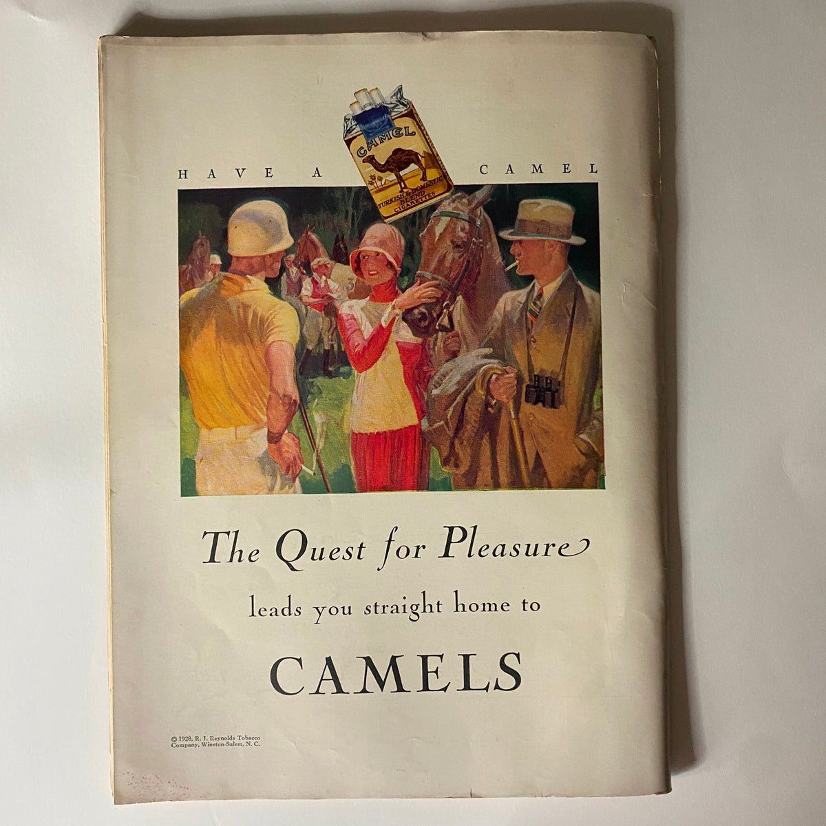 Cover of The New Yorker Complete Magazine – October 6, 1928 illustrating a colorful advertisement for Camel cigarettes, highlighting vintage advertising aesthetics.