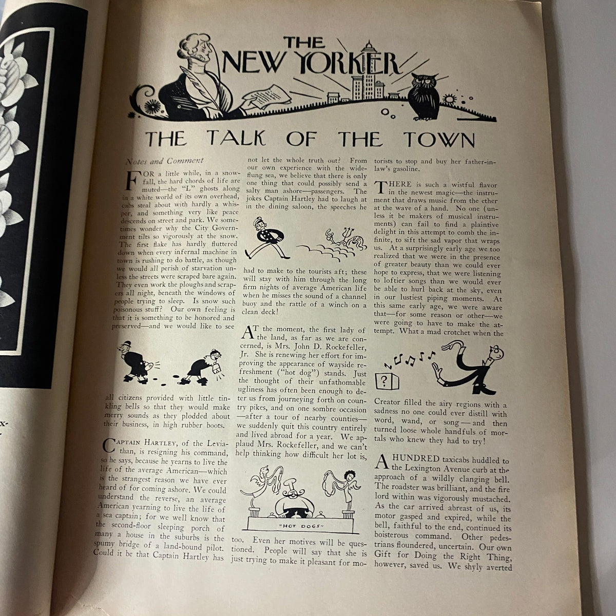 The New Yorker Complete Magazine February 4, 1928, featuring an article titled 'The Talk of the Town' with illustrations and text reflecting the humor and culture of the late 1920s.