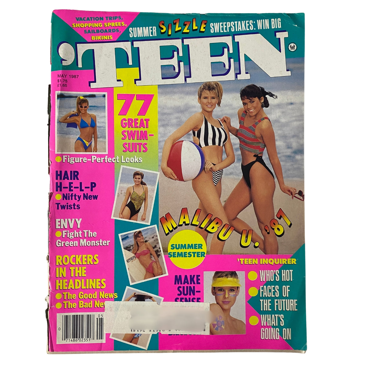 Cover of Teen Magazine May 1987 Vol. 31 No. 5 featuring summer fashion, including swimsuits for Malibu U. '87 and the Miss Teenage America 1988 feature.