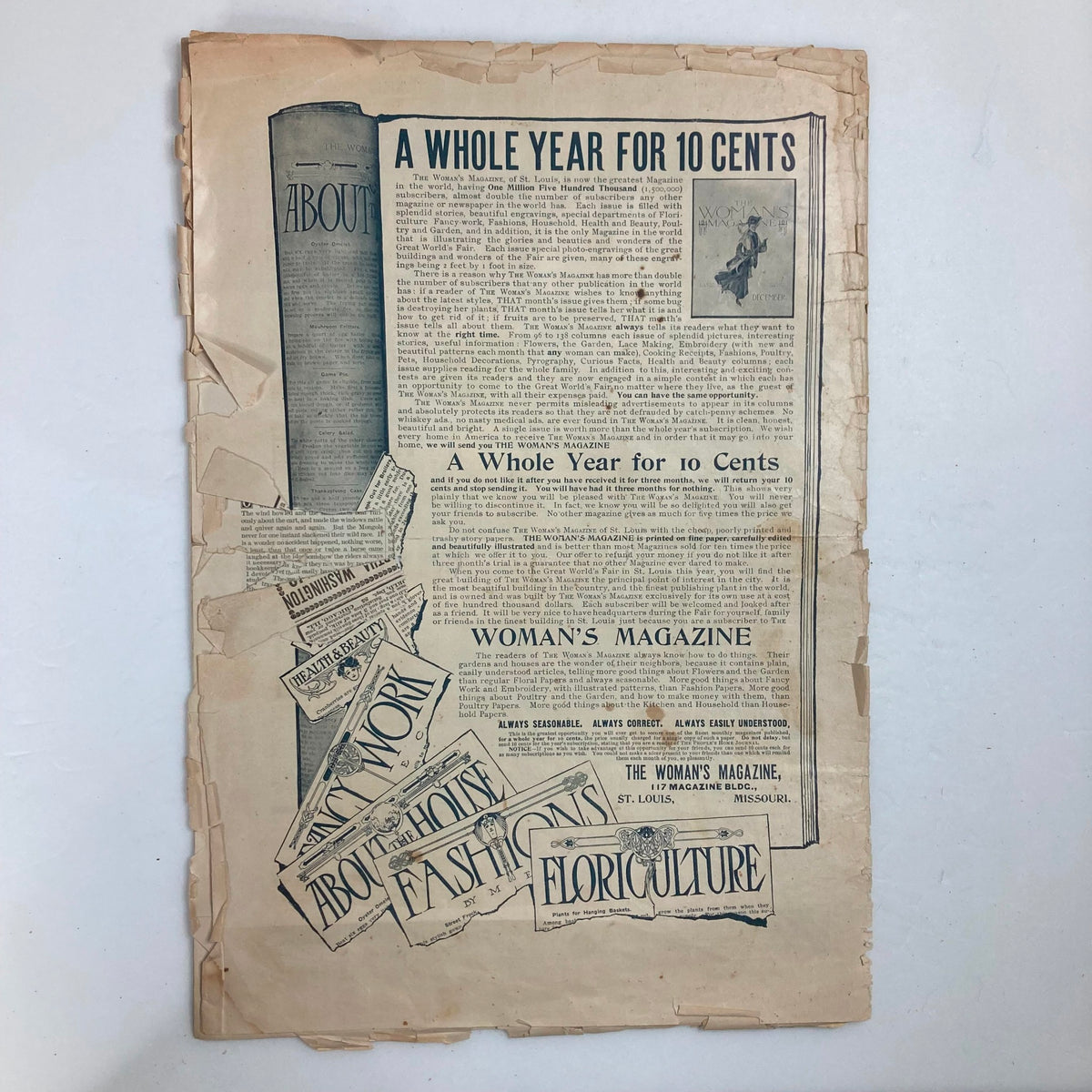 Back cover of VTG The People's Home Journal Magazine March 1904 displaying advertisements and details about the magazine subscription, showcasing early 20th-century publishing.