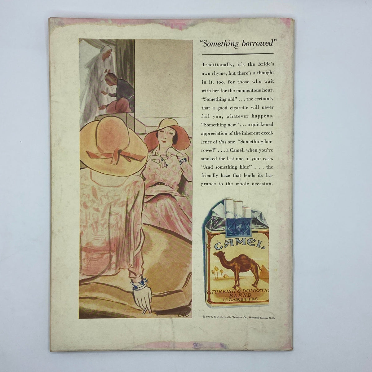 Back cover of The New Yorker magazine, May 17, 1930, featuring an advertisement for Camel cigarettes with a vintage illustration, reflecting its historical advertising style.