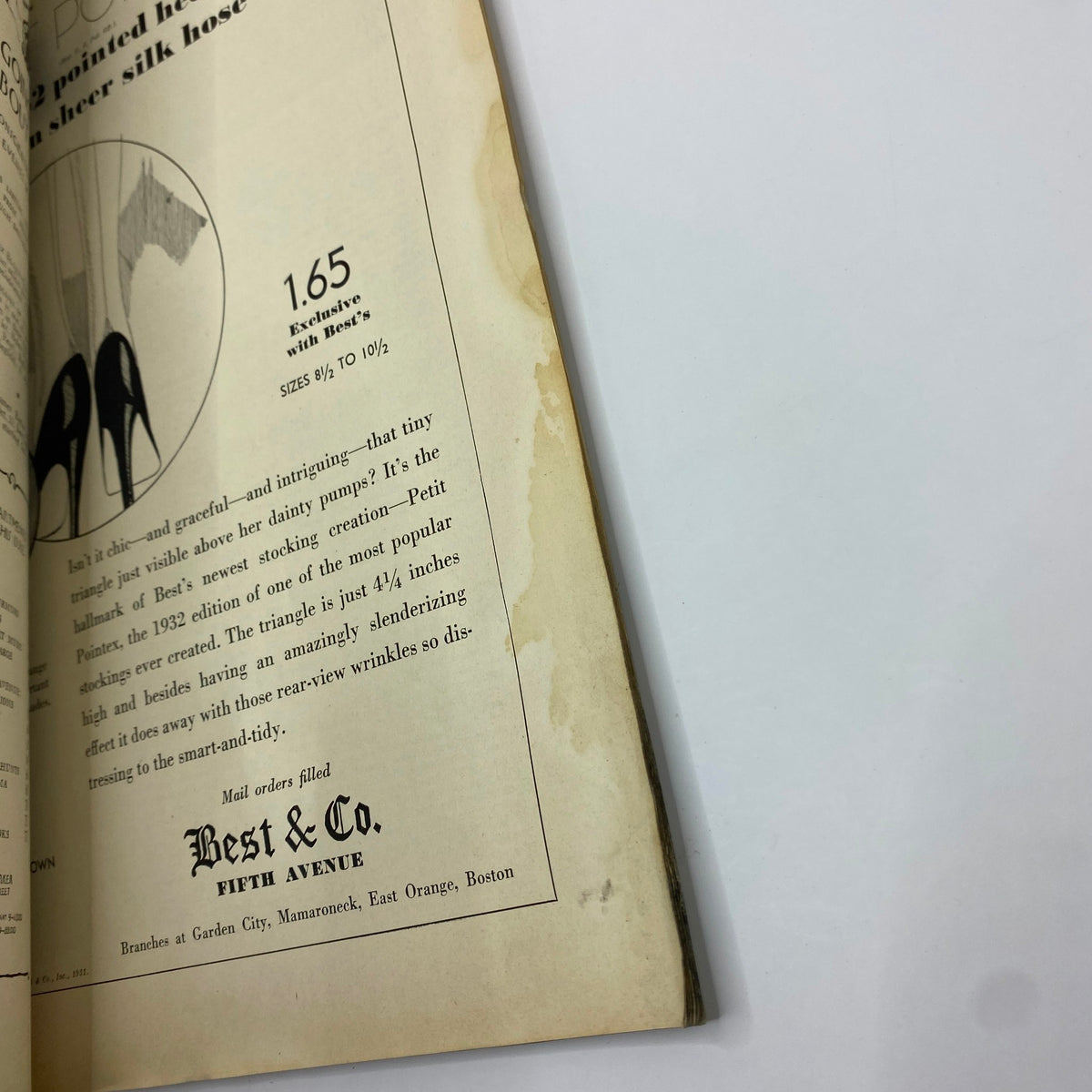 Advertisement for Best & Co. featuring silk stockings from The New Yorker magazine, October 24, 1931, Rose Silver Cover.